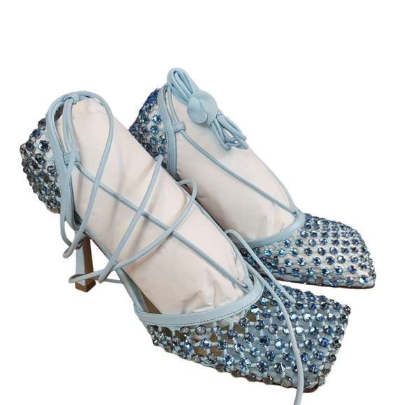 Bottega Veneta Crystal Embellished Stretch Sandal 37.5 - Picture 2 of 5